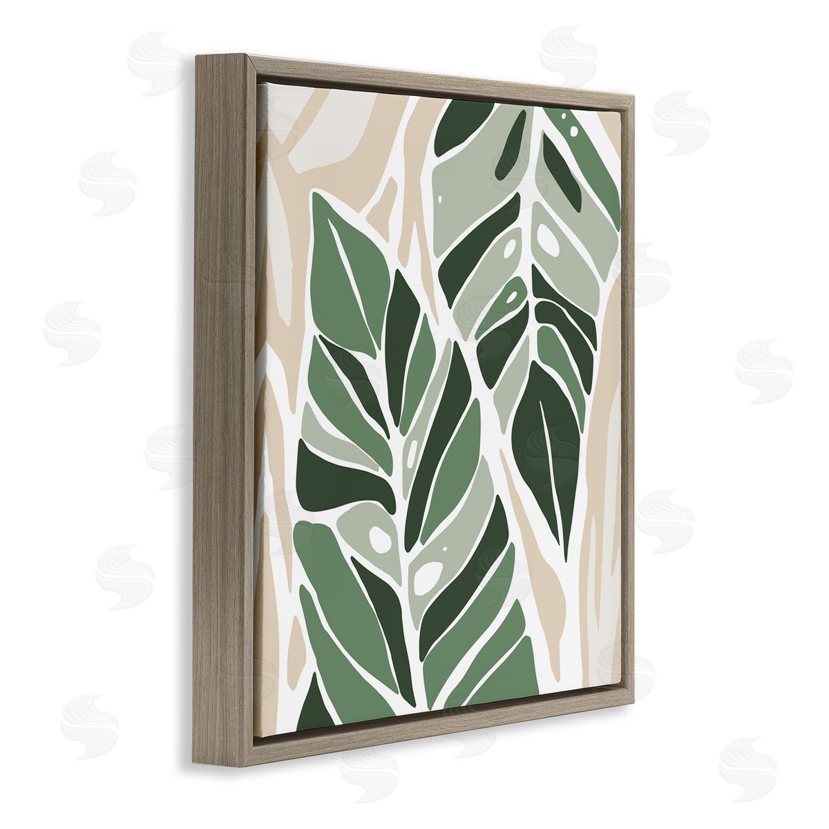 Ziwei Li Contemporary Summer Palm Leaves Brown Floating Frame Canvas Wall Art Print