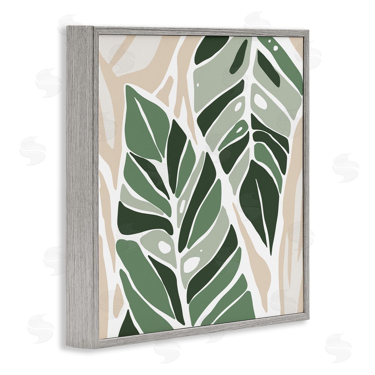 Ziwei Li Contemporary Summer Palm Leaves Gray Framed Glicee Wall Art Print
