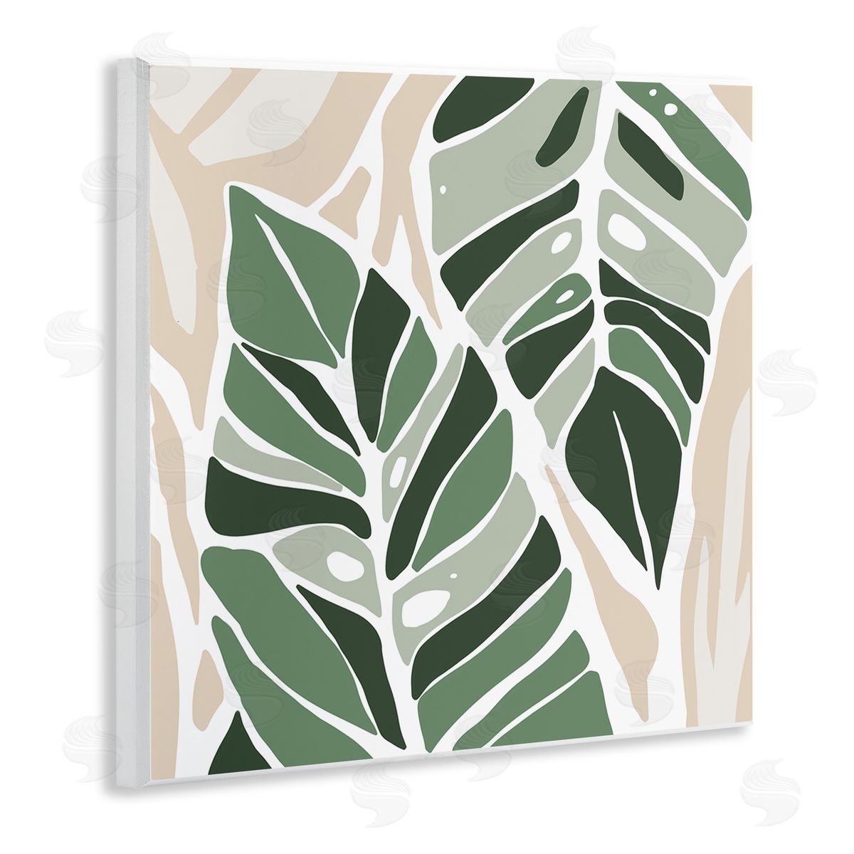 Ziwei Li Contemporary Summer Palm Leaves Wooden Wall Plaque Art Print