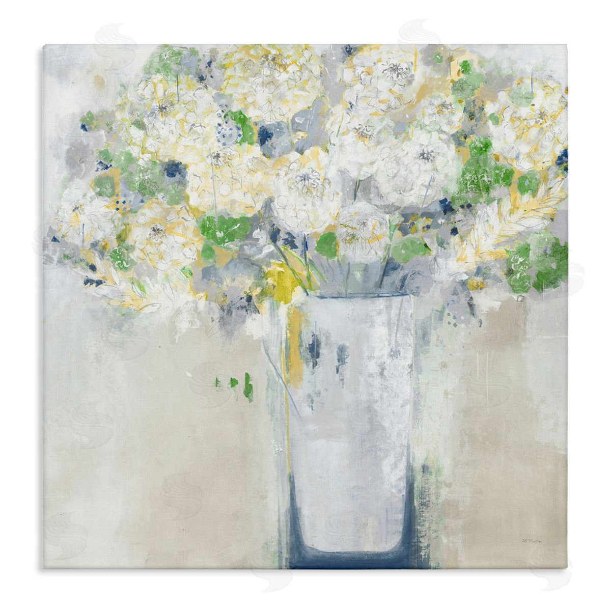 Jill Martin Abstract White Floral Bouquet Stretched Canvas Wall Art Print