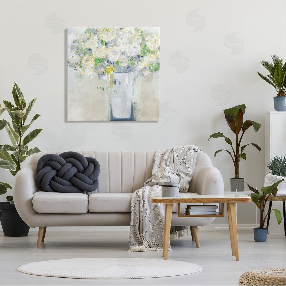 Jill Martin Abstract White Floral Bouquet Canvas Wall Art in Room