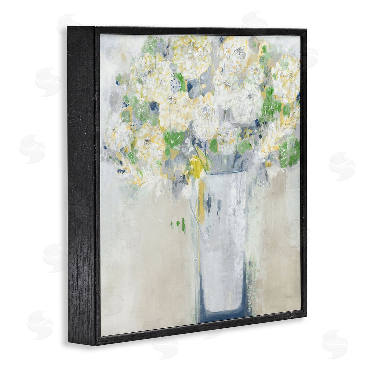 Jill Martin Abstract White Floral Bouquet Black Framed Glicee Wall Art Print