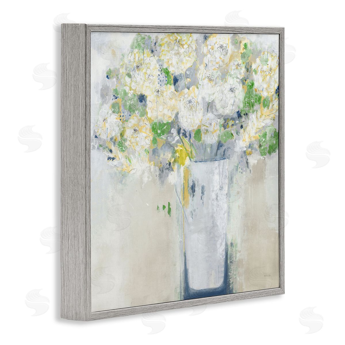 Jill Martin Abstract White Floral Bouquet Gray Framed Glicee Wall Art Print