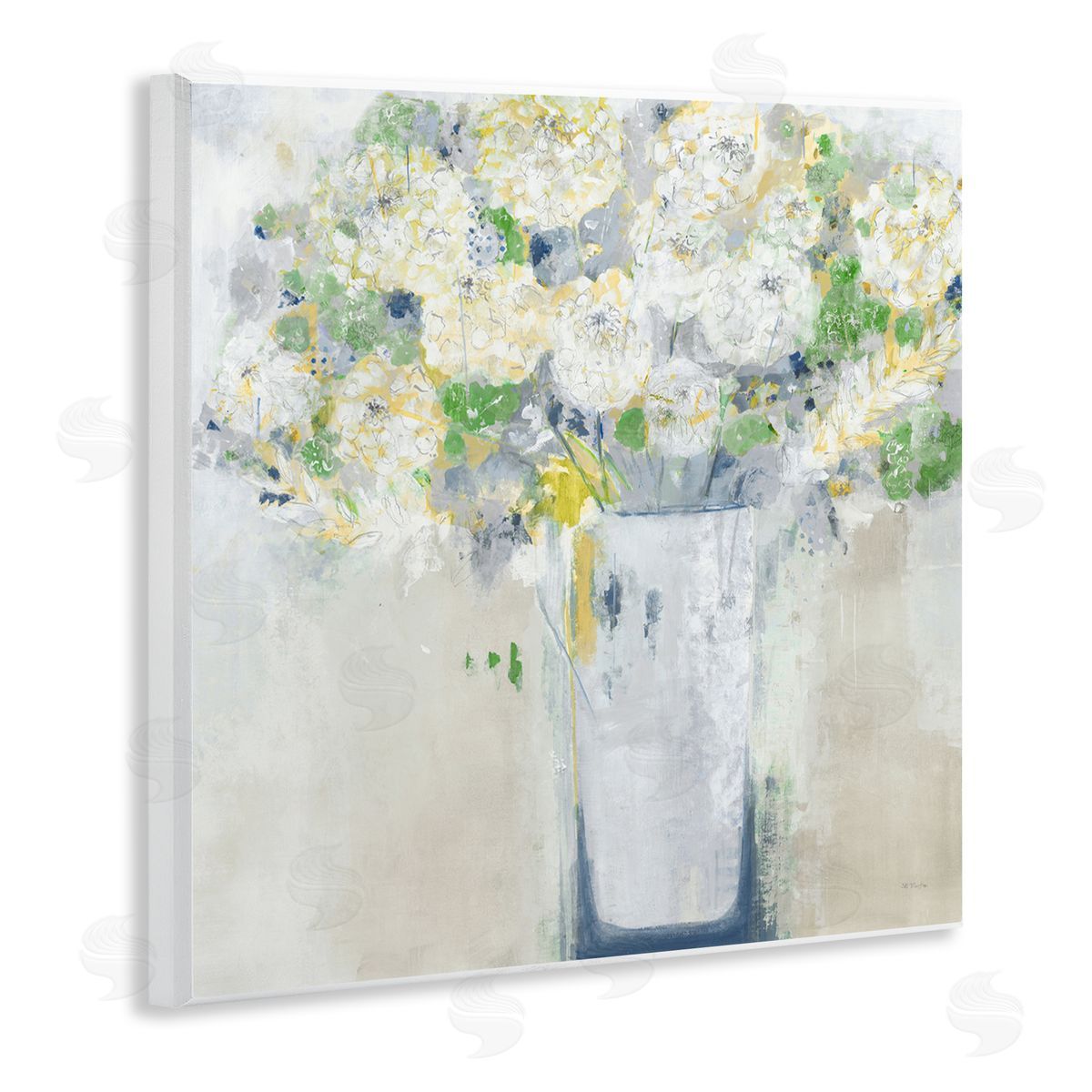 Jill Martin Abstract White Floral Bouquet Wooden Wall Plaque Art Print