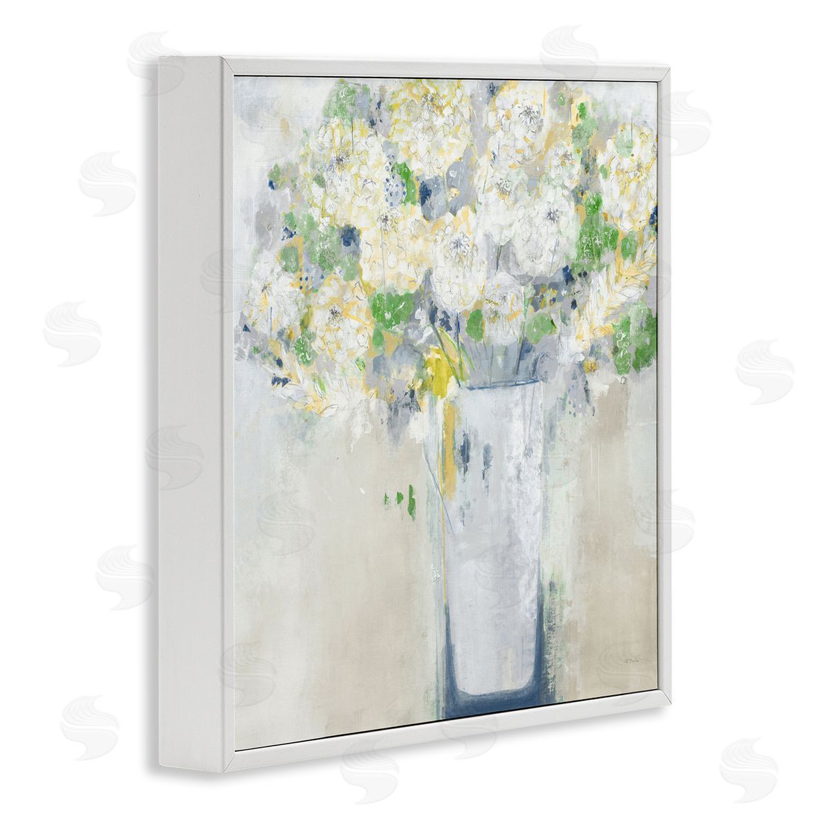 Jill Martin Abstract White Floral Bouquet White Framed Glicee Wall Art Print