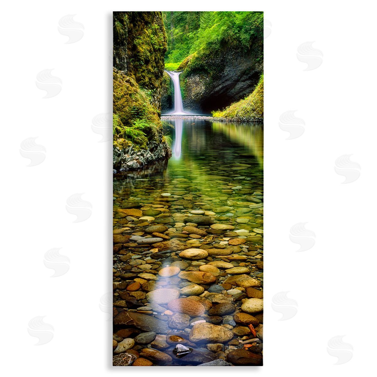 Clear Stream Waterfall Photography Canvas Wall Art, Home Decor by Dennis Frates