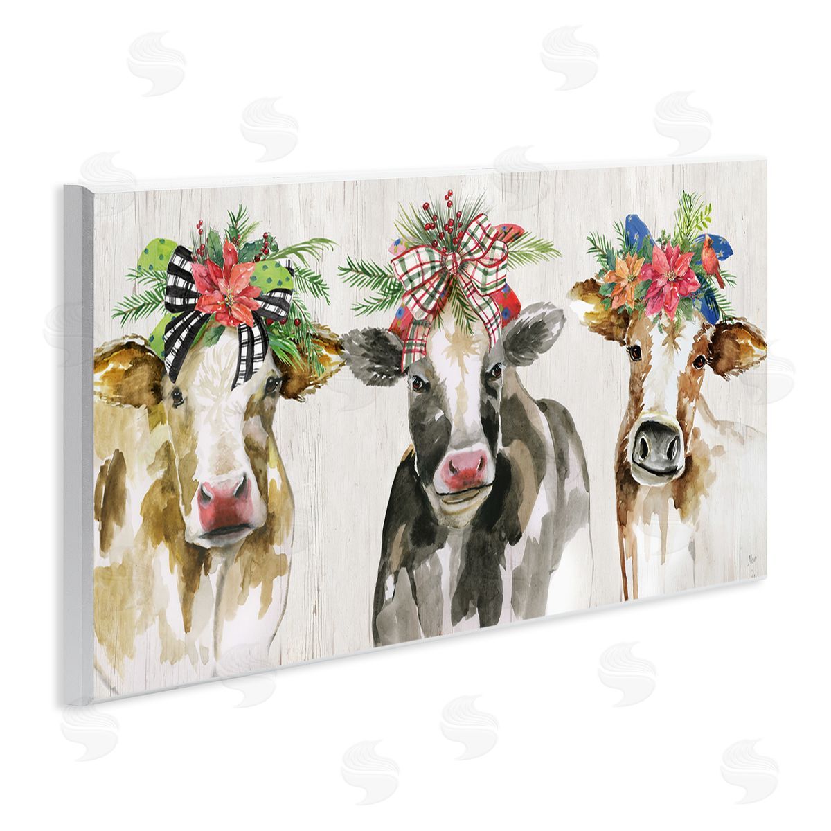 Three Cows Seasonal Floral Crowns Wood Plaque Wall Art, Home Decor by Nan