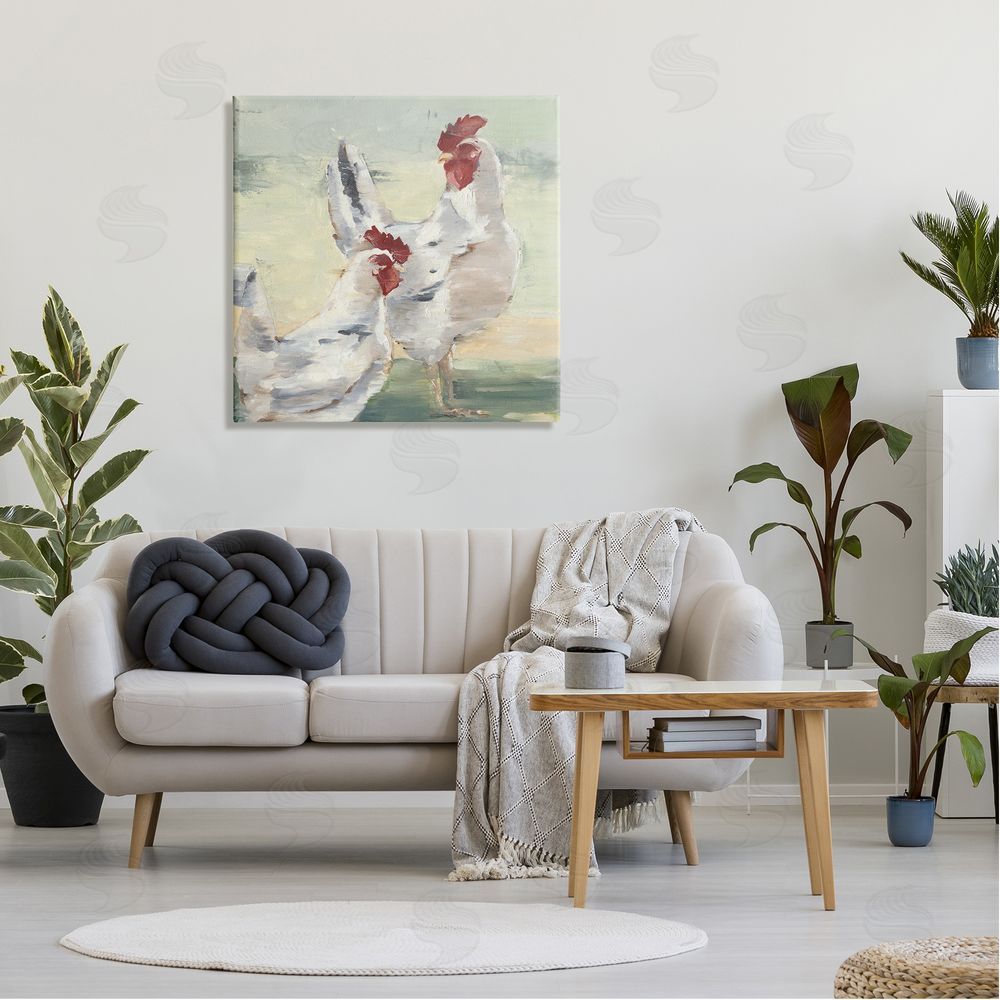 Ethan Harper Country Hens Farmhouse Portrait Canvas Wall Art in Room