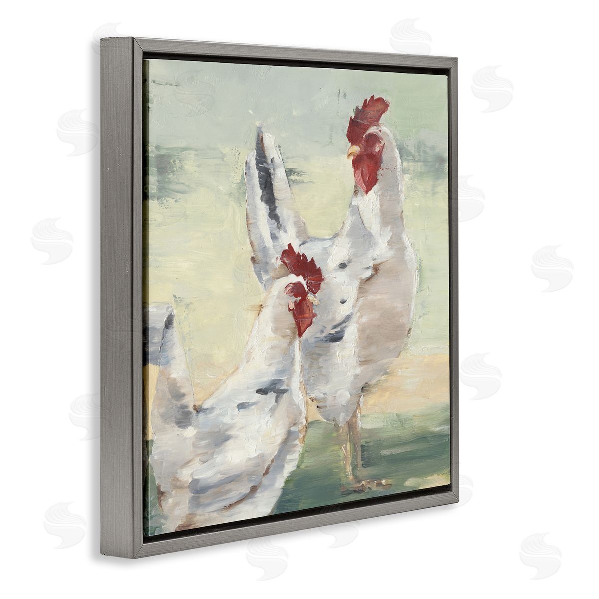 Ethan Harper Country Hens Farmhouse Portrait Gray Floating Frame Canvas Wall Art Print