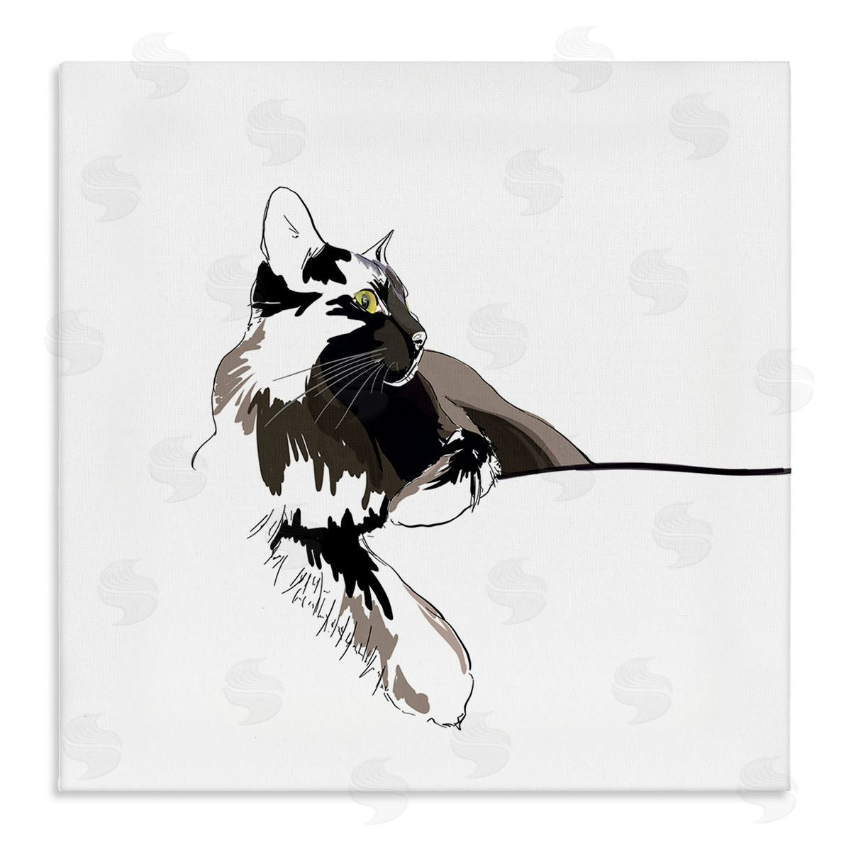 Emily Kalina Minimal Cat Lounging Pet Portrait Stretched Canvas Wall Art Print