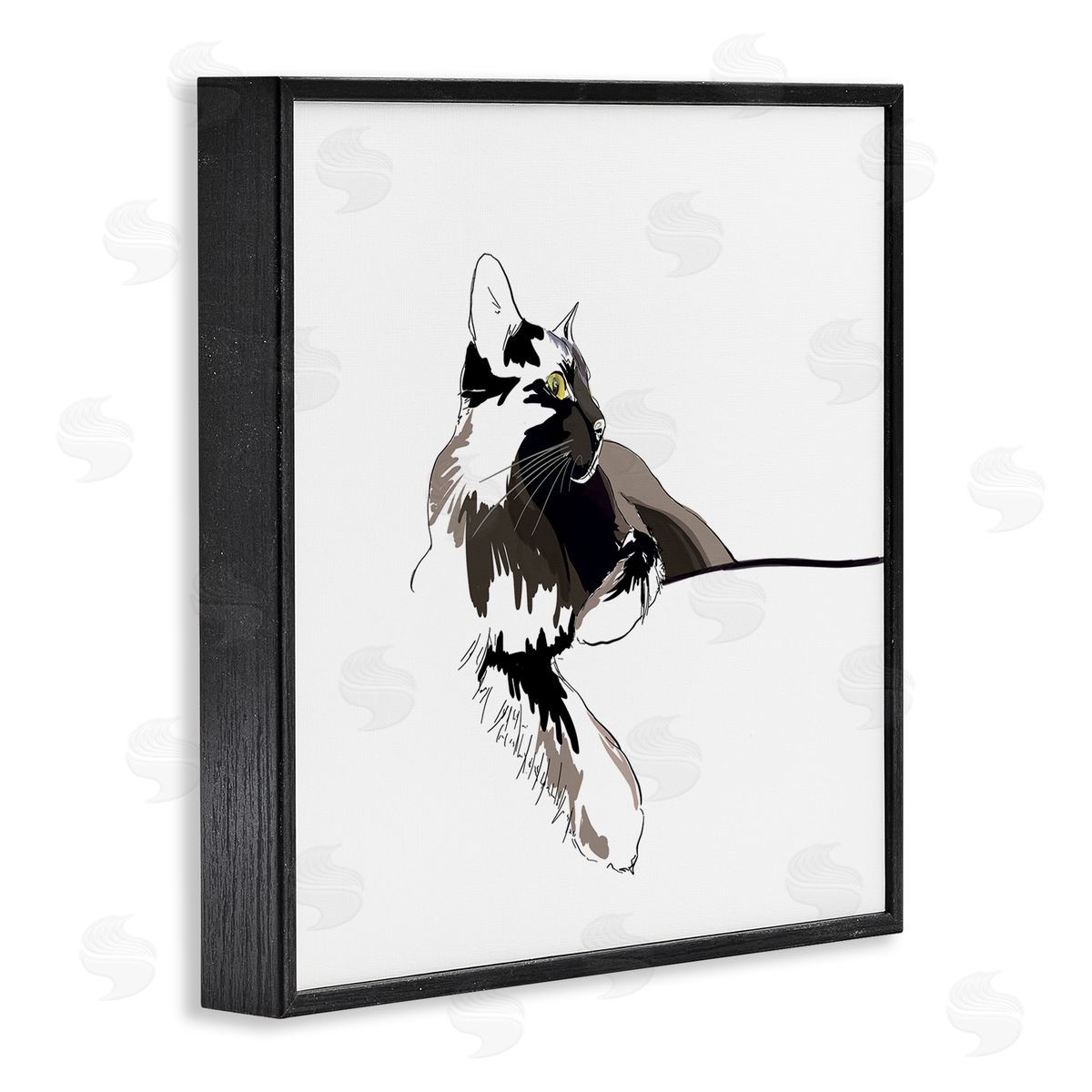 Emily Kalina Minimal Cat Lounging Pet Portrait Black Framed Glicee Wall Art Print