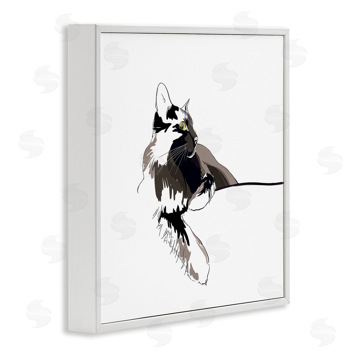 Emily Kalina Minimal Cat Lounging Pet Portrait White Framed Glicee Wall Art Print