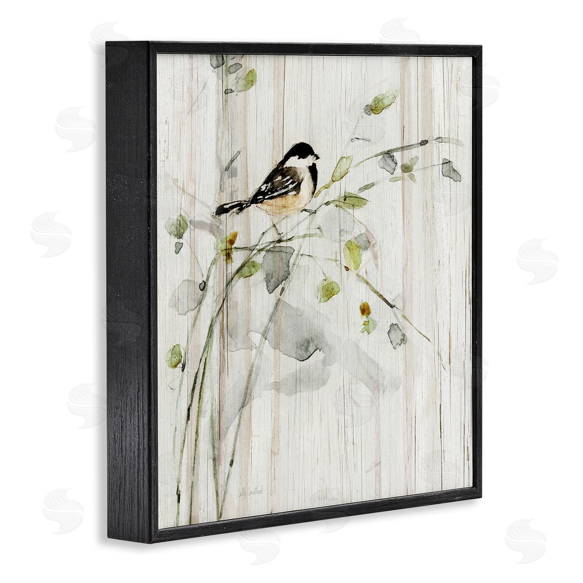Danita Delimont Bird Perched Birch Pattern Black Framed Glicee Wall Art Print