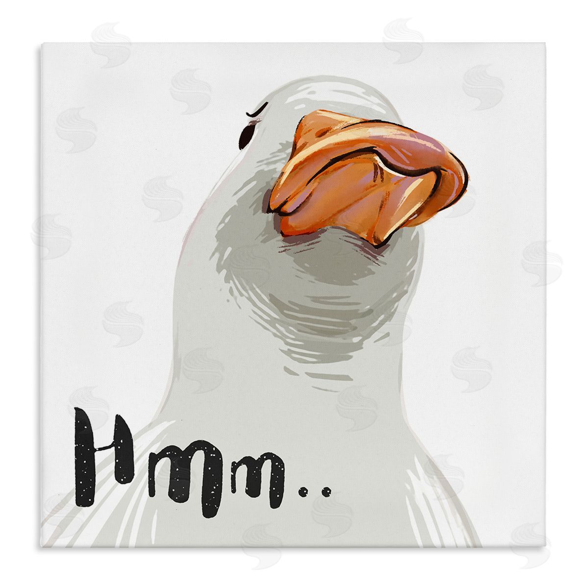 Ziwei Li Hmm.. Funny Duck Thinking Face Stretched Canvas Wall Art Print