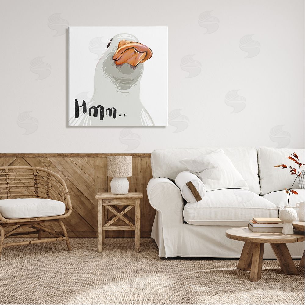 Ziwei Li Hmm.. Funny Duck Thinking Face Canvas Wall Art in Room