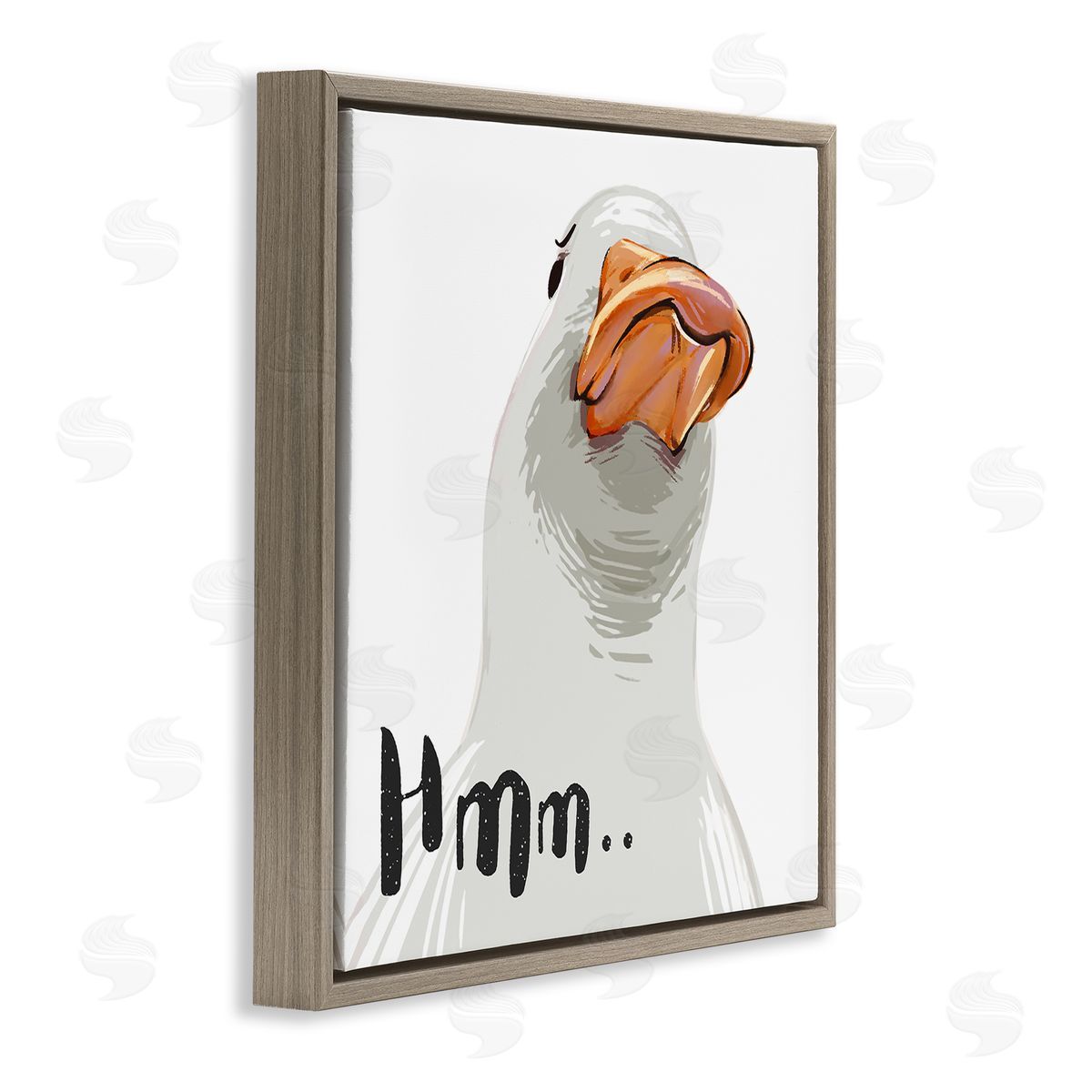 Ziwei Li Hmm.. Funny Duck Thinking Face Brown Floating Frame Canvas Wall Art Print