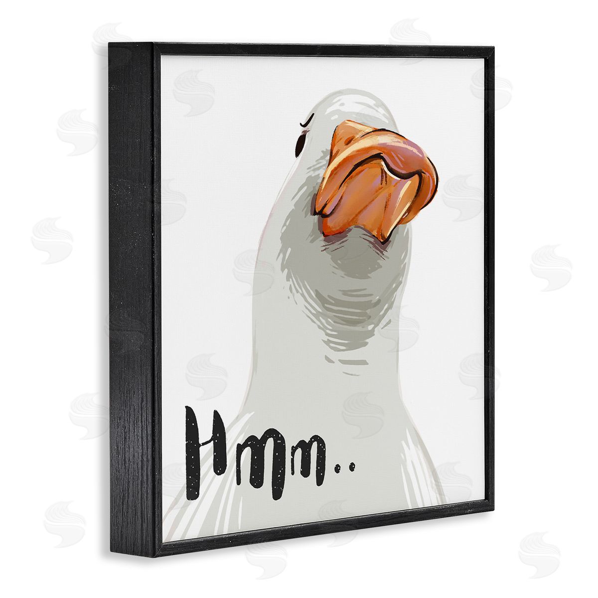 Ziwei Li Hmm.. Funny Duck Thinking Face Black Framed Glicee Wall Art Print