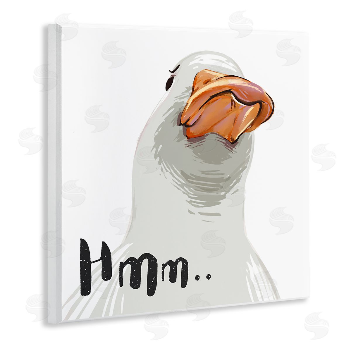 Ziwei Li Hmm.. Funny Duck Thinking Face Wooden Wall Plaque Art Print