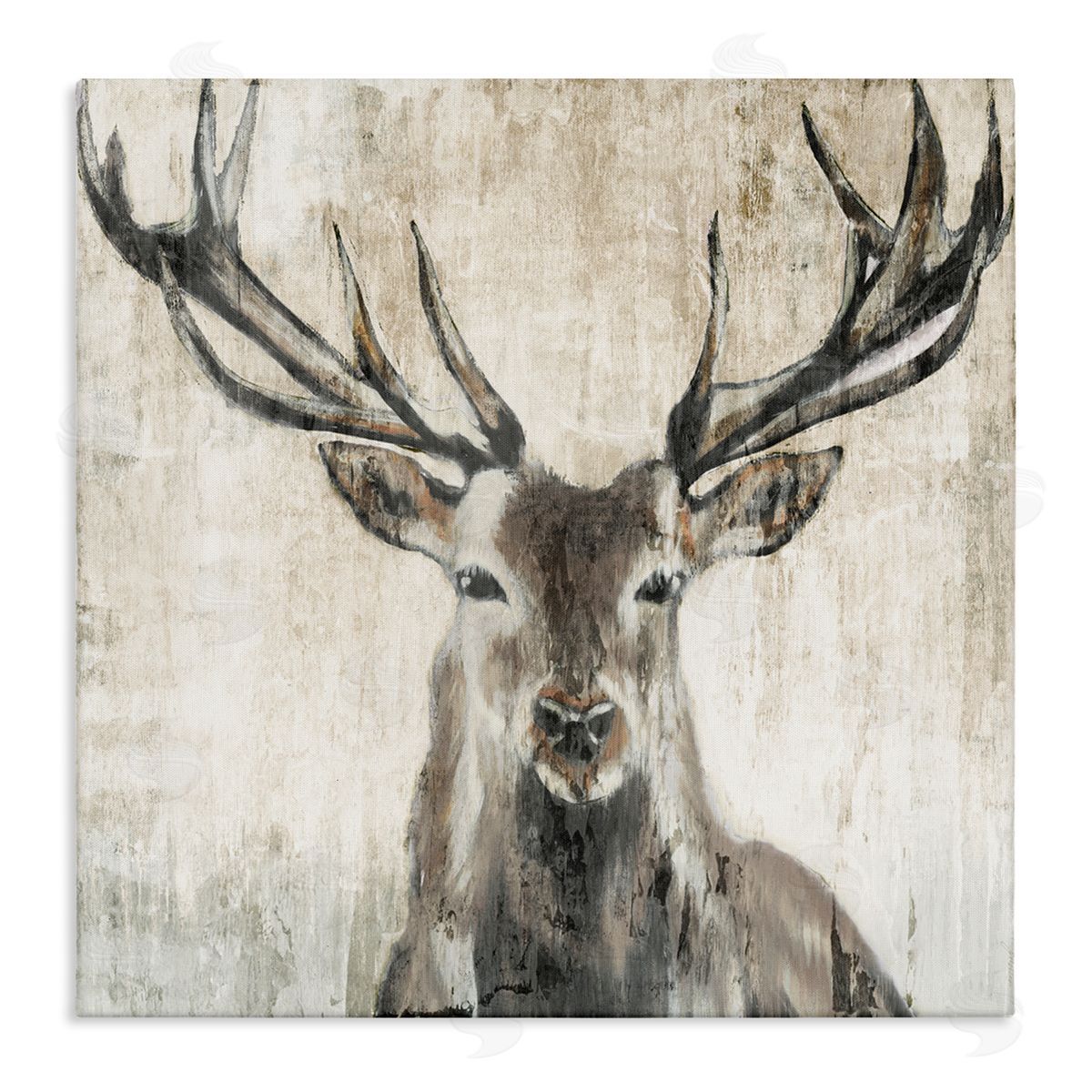 Rustic Deer Elk Wildlife Portrait Canvas Wall Art, Home Decor by Liz Jardine