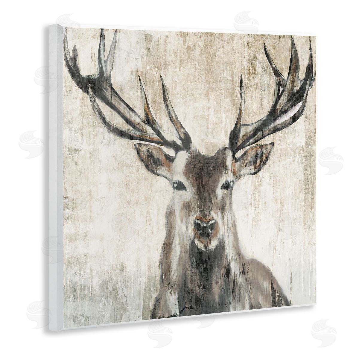 Rustic Deer Elk Wildlife Portrait Wood Plaque Wall Art, Home Decor by Liz Jardine