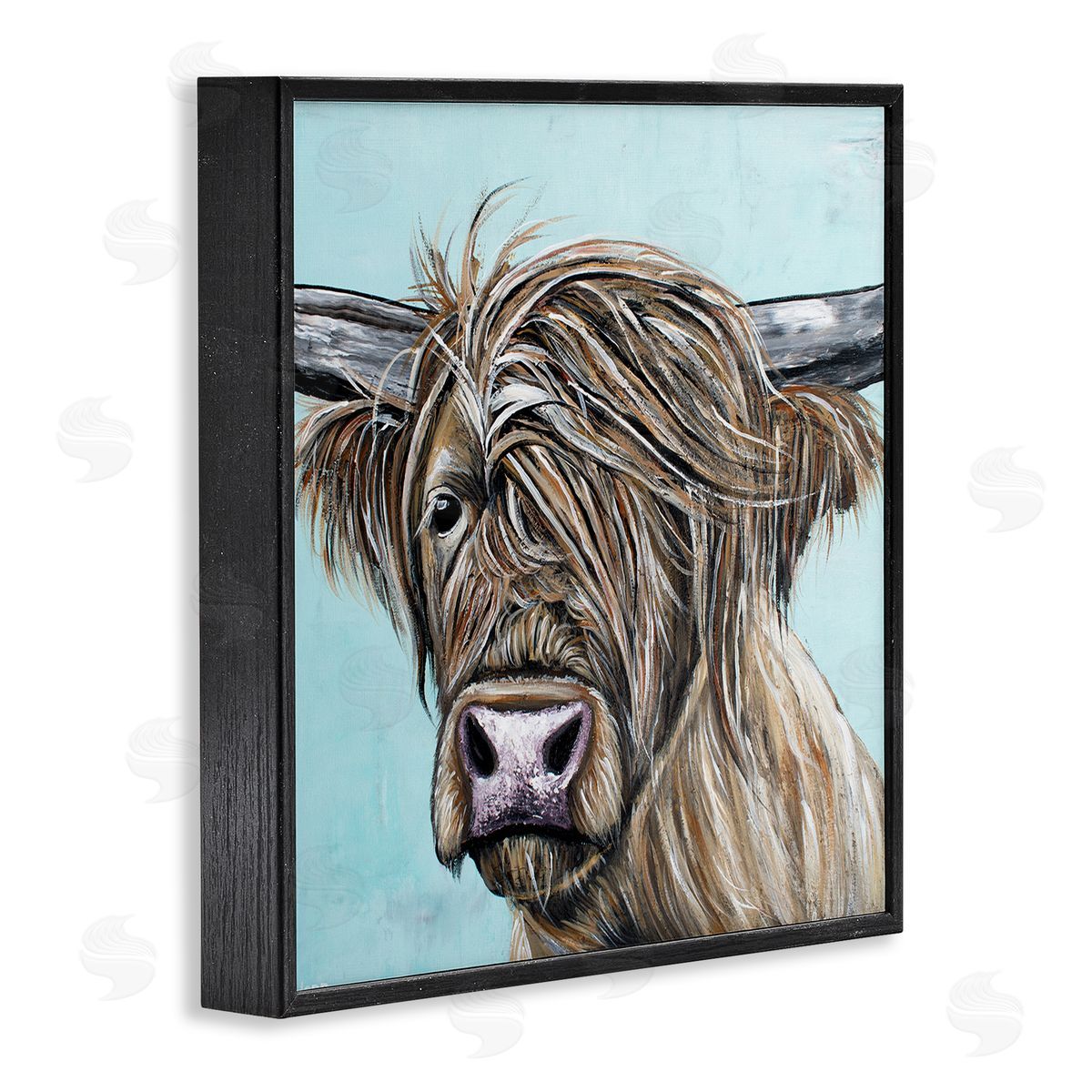 Jen Seeley Highland Cattle Windblown Hair Black Framed Glicee Wall Art Print