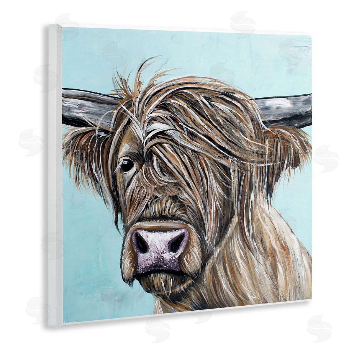 Jen Seeley Highland Cattle Windblown Hair Wooden Wall Plaque Art Print