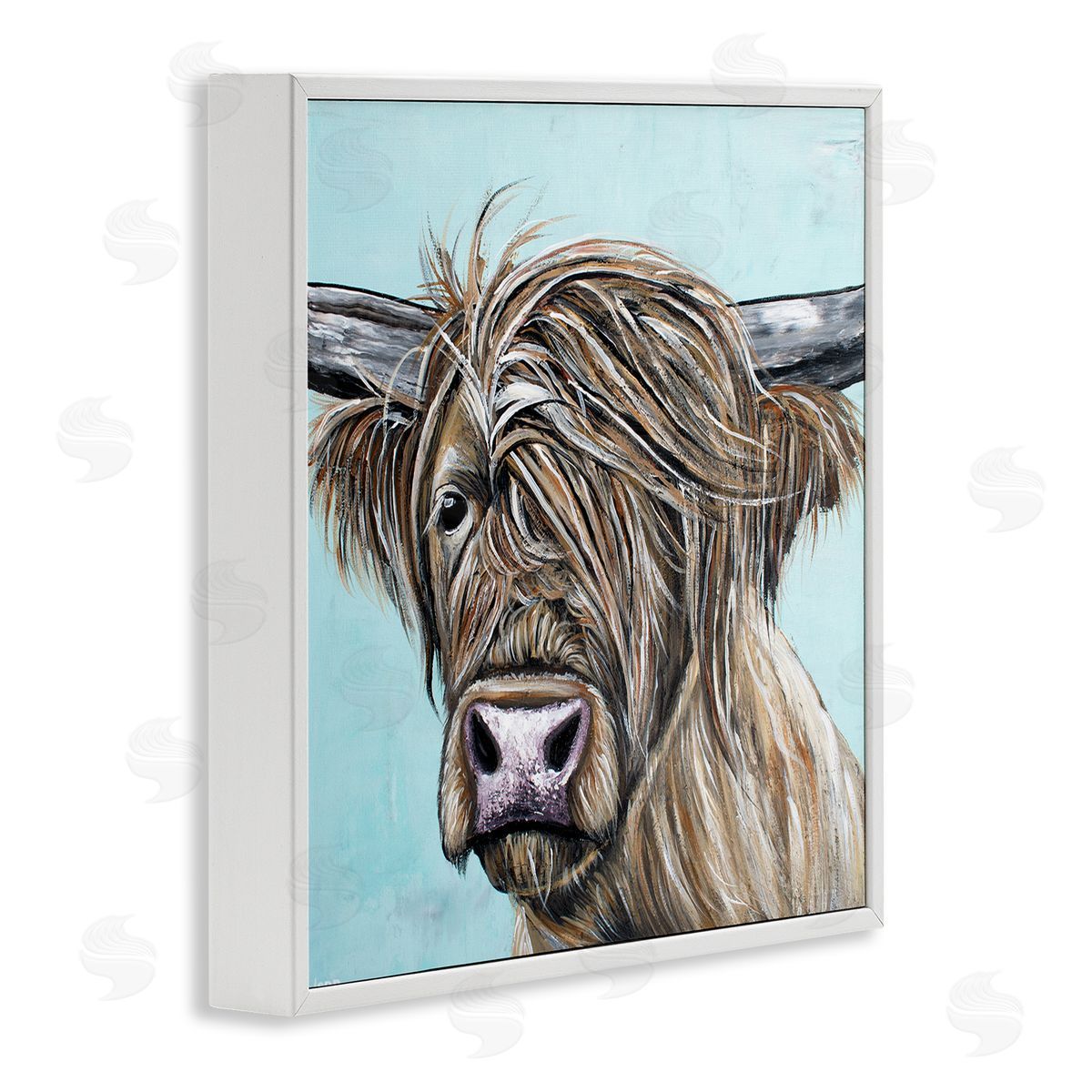 Jen Seeley Highland Cattle Windblown Hair White Framed Glicee Wall Art Print