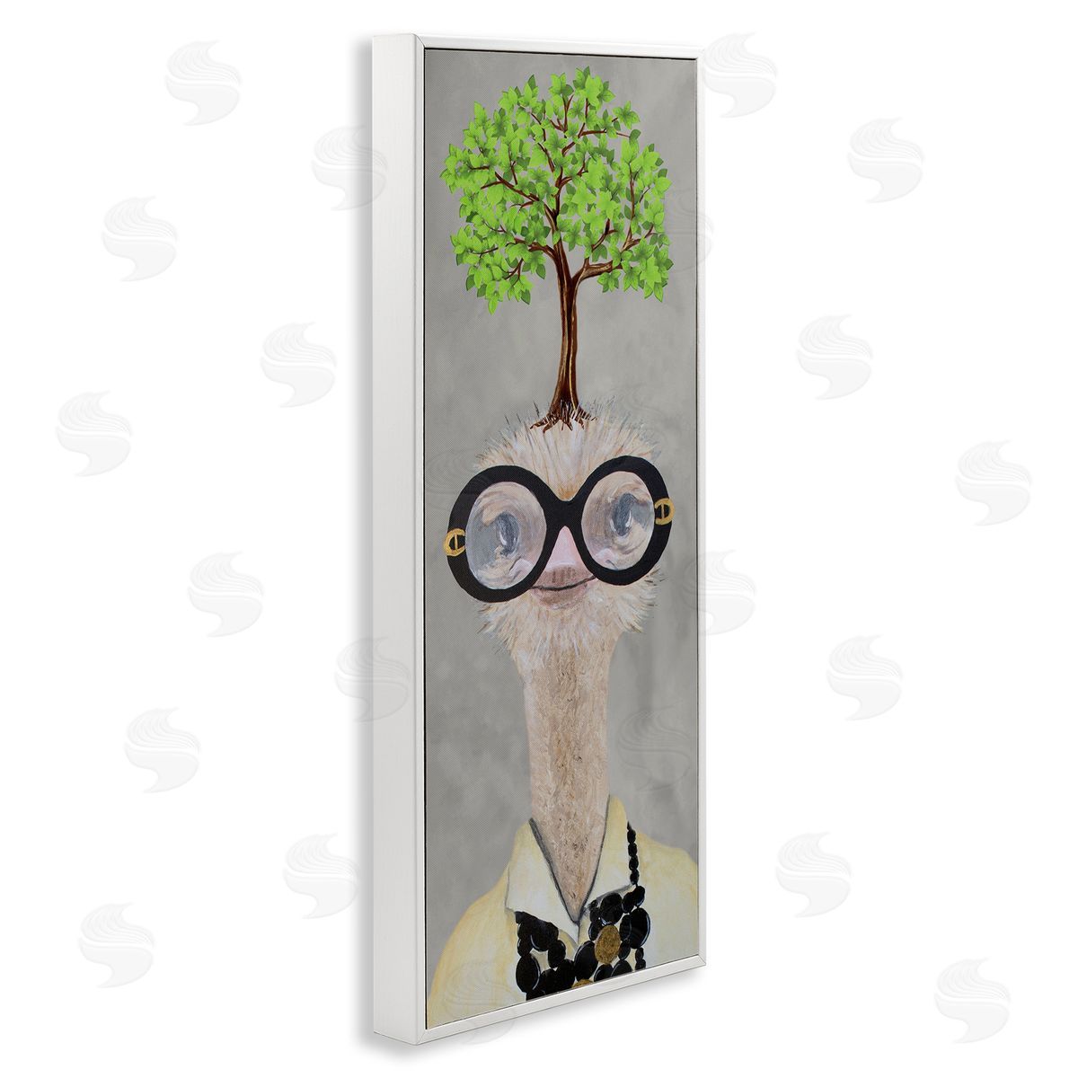 Coco de Paris Vintage Ostrich Fashion Tree White Framed Glicee Wall Art Print