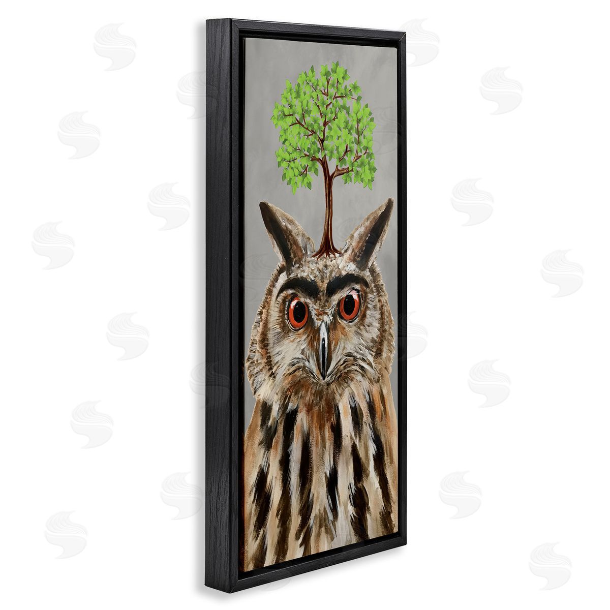 Coco de Paris Owl Tree Growing Wildlife Black Floating Frame Canvas Wall Art Print