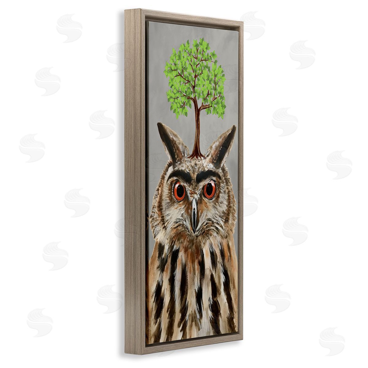Coco de Paris Owl Tree Growing Wildlife Brown Floating Frame Canvas Wall Art Print