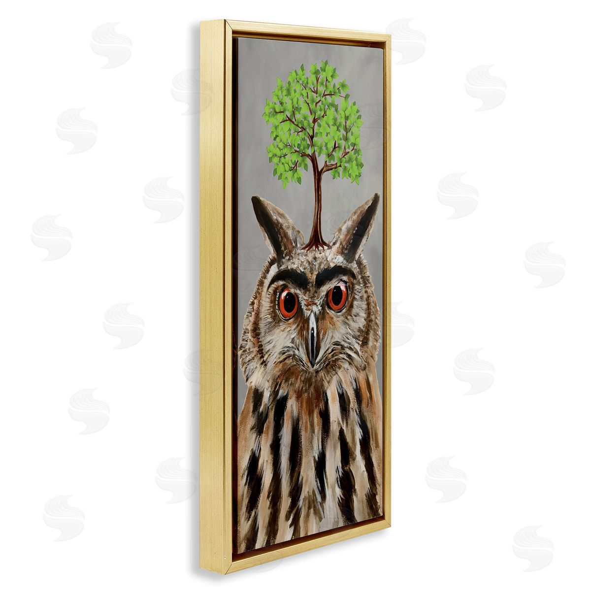 Coco de Paris Owl Tree Growing Wildlife Gold Floating Frame Canvas Wall Art Print