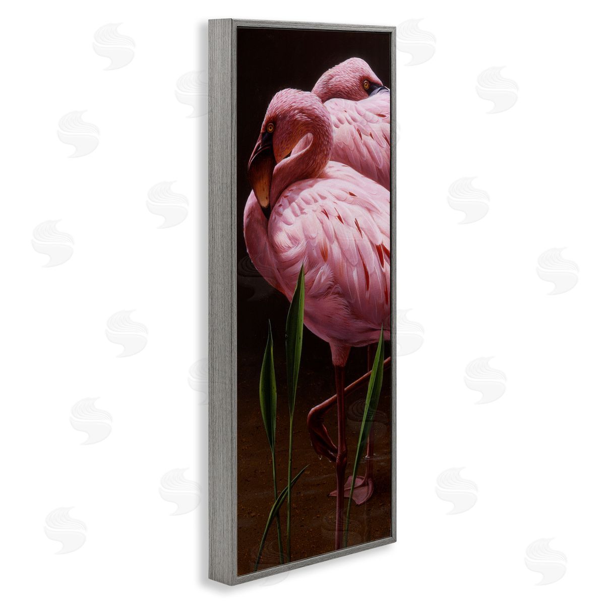Daniel Smith Two Flamingos Pond Nature  Gray Framed Glicee Wall Art Print