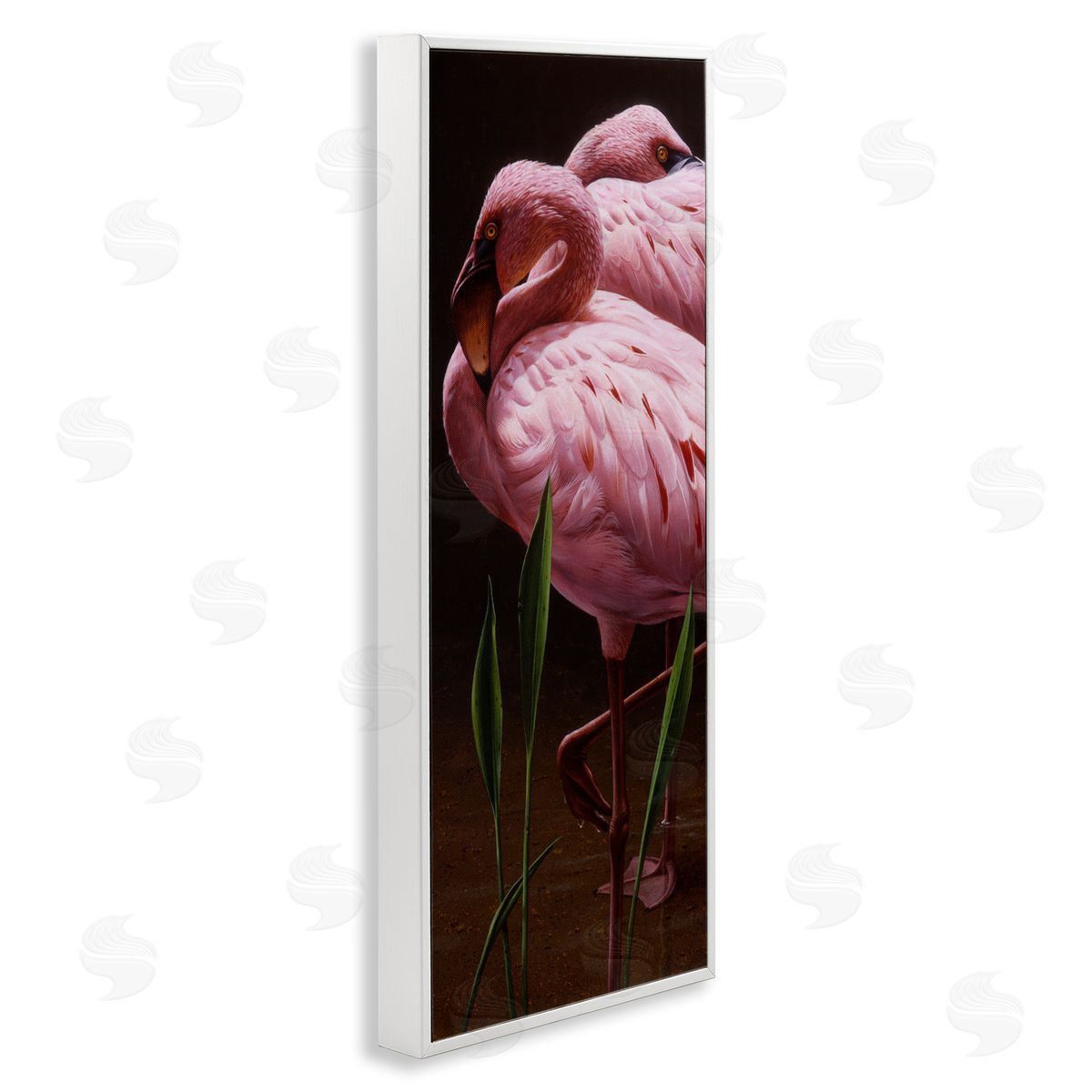 Daniel Smith Two Flamingos Pond Nature  White Framed Glicee Wall Art Print