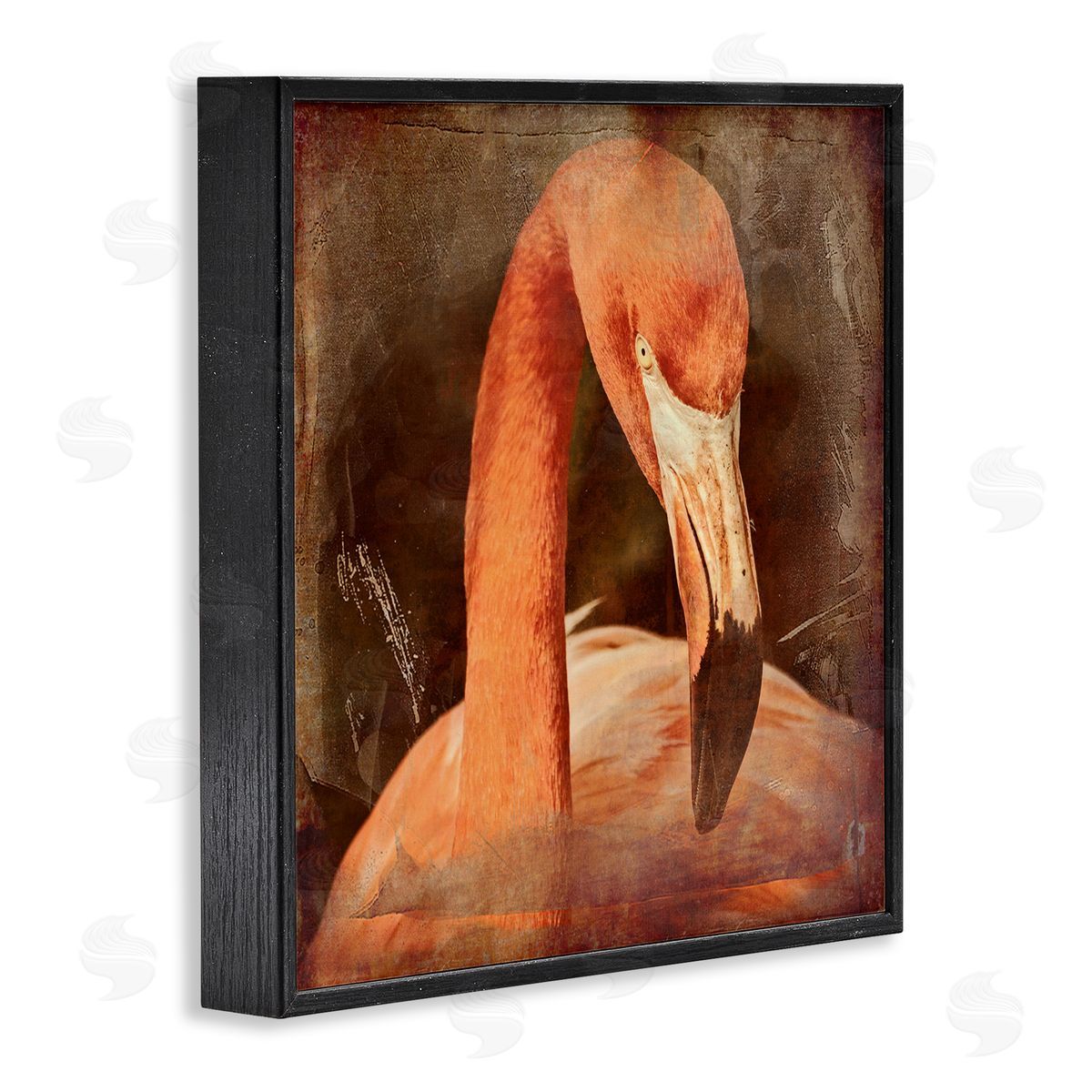 Graffitee Studios Vintage Flamingo Animal Portrait Black Framed Glicee Wall Art Print