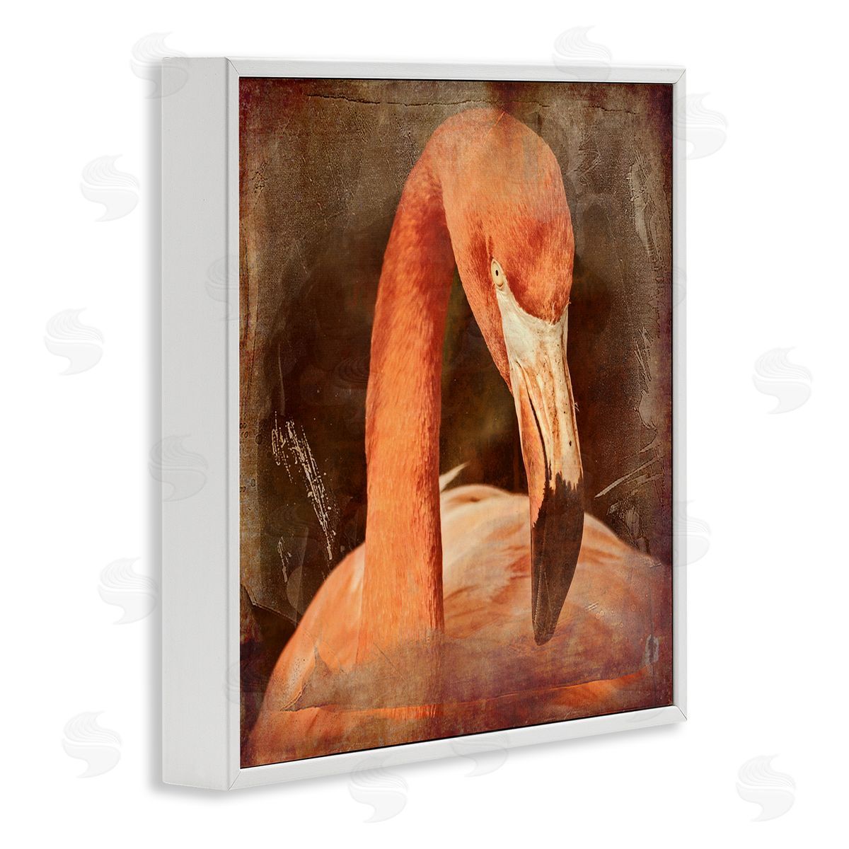 Graffitee Studios Vintage Flamingo Animal Portrait White Framed Glicee Wall Art Print