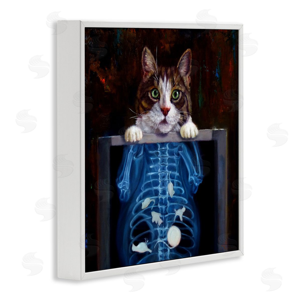 Lucia Heffernan Funny Cat X-Ray Mice White Framed Glicee Wall Art Print