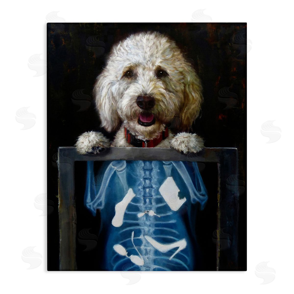 Funny Dog X-Ray Snacks Canvas Wall Art, Home Decor by Lucia Heffernan