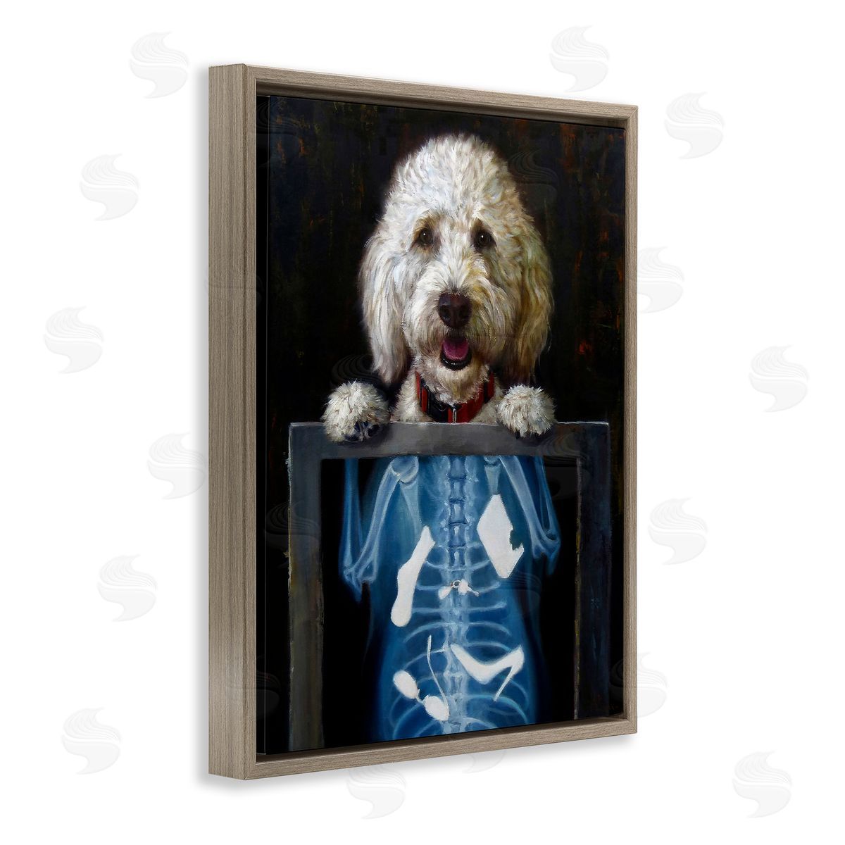 Funny Dog X-Ray Snacks Brown Floating Frame Canvas Wall Art, Home Decor by Lucia Heffernan
