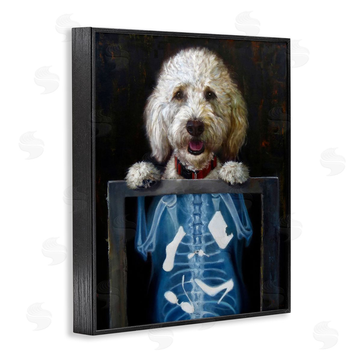 Funny Dog X-Ray Snacks Black Frame Print Wall Art, Home Decor by Lucia Heffernan