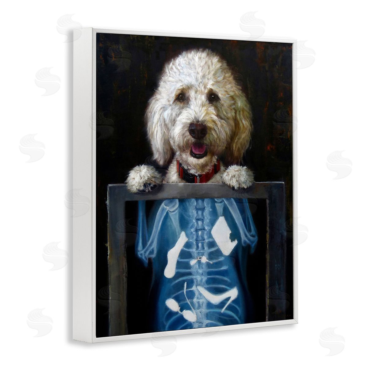 Funny Dog X-Ray Snacks White Frame Print Wall Art, Home Decor by Lucia Heffernan