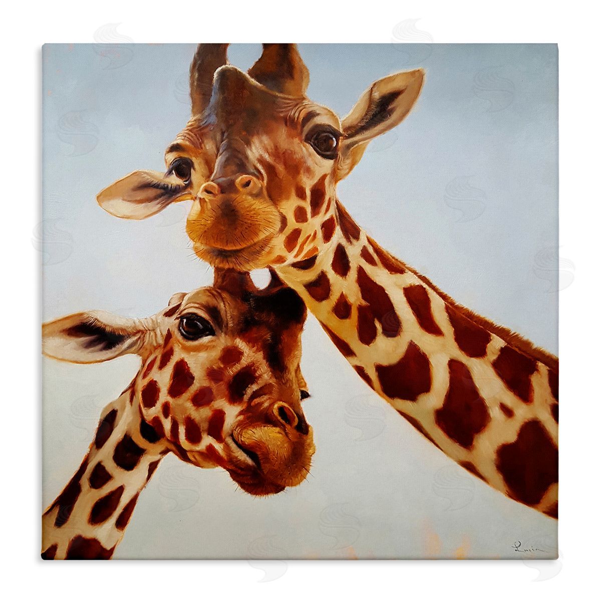Lucia Heffernan Happy Giraffe Duo Portrait Stretched Canvas Wall Art Print