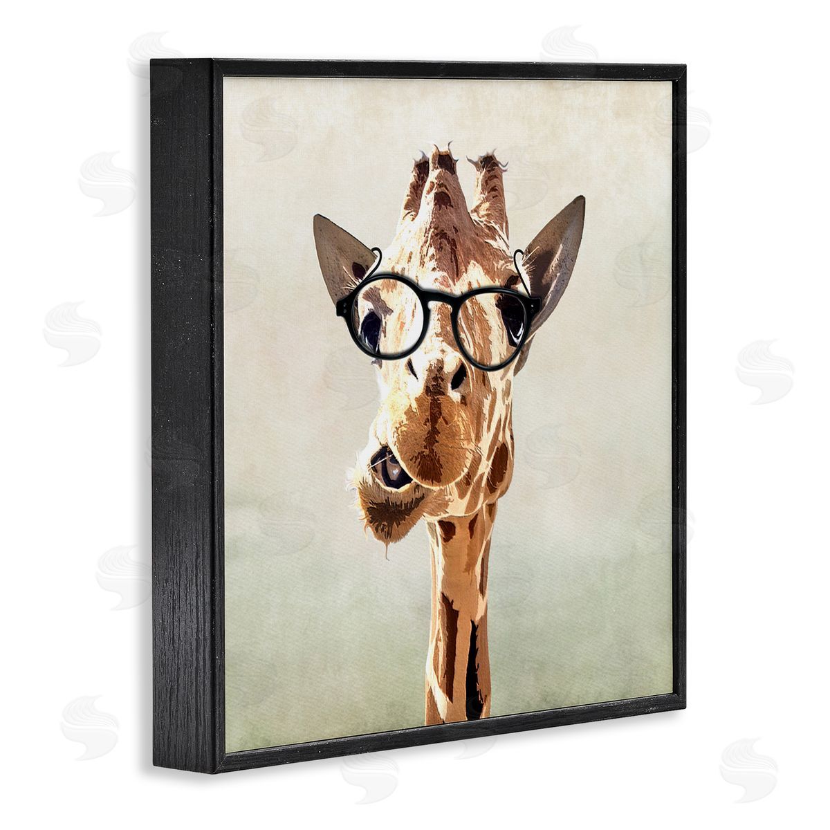 Karen Smith Funny Chewing Giraffe Glasses Black Framed Glicee Wall Art Print