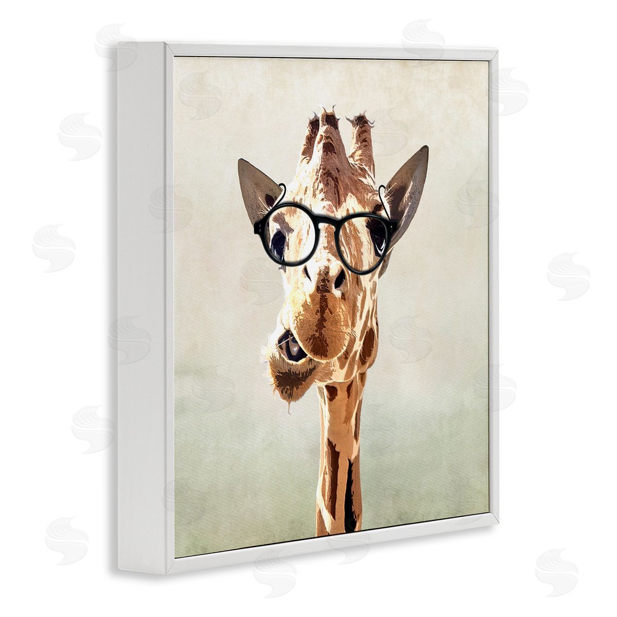 Karen Smith Funny Chewing Giraffe Glasses White Framed Glicee Wall Art Print