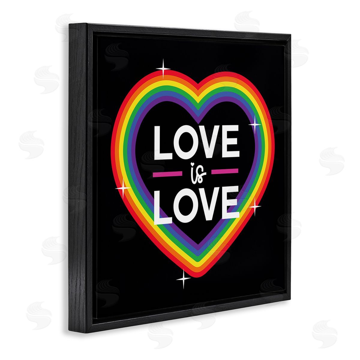 Angela Nickeas Love Rainbow Heart Pride Black Floating Frame Canvas Wall Art Print