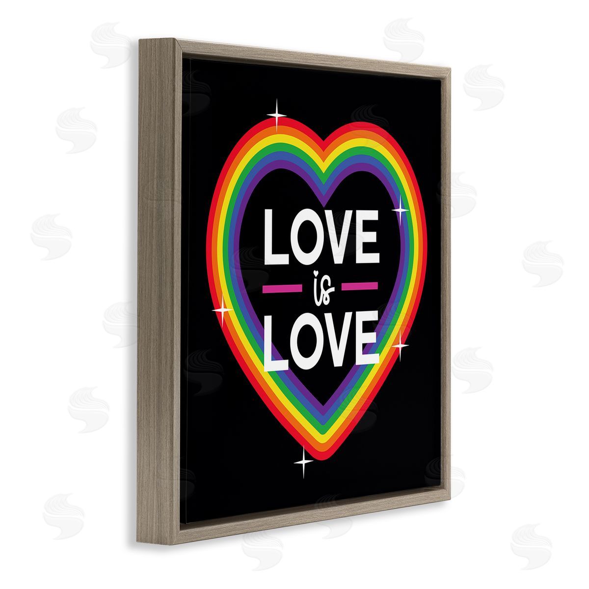 Angela Nickeas Love Rainbow Heart Pride Brown Floating Frame Canvas Wall Art Print