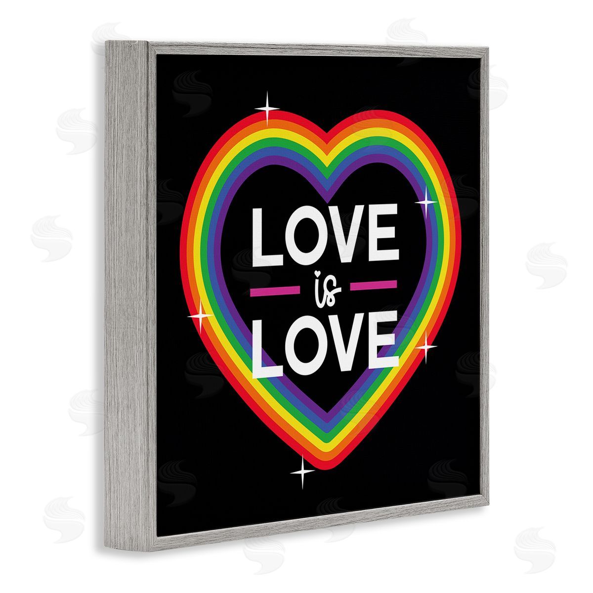 Angela Nickeas Love Rainbow Heart Pride Gray Framed Glicee Wall Art Print