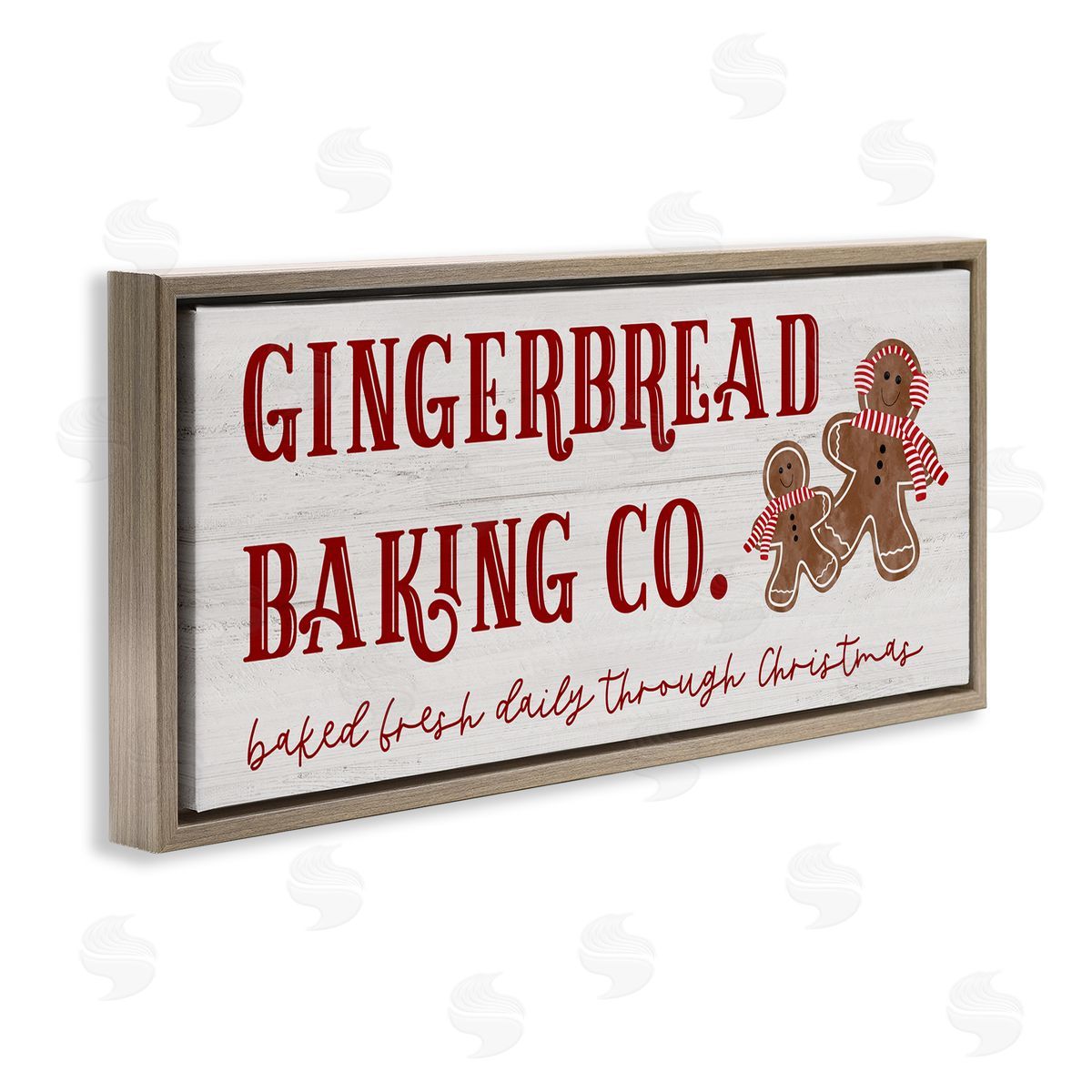Natalie Carpentieri Gingerbread Baking Co Holiday Brown Floating Frame Canvas Wall Art Print