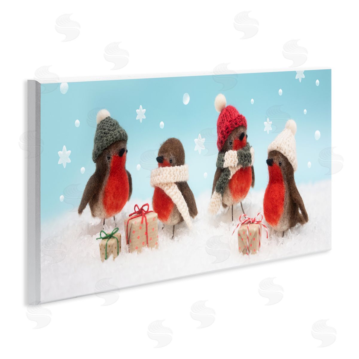 Lemon & Sugar Birds & Christmas Gifts Snowflakes Wooden Wall Plaque Art Print