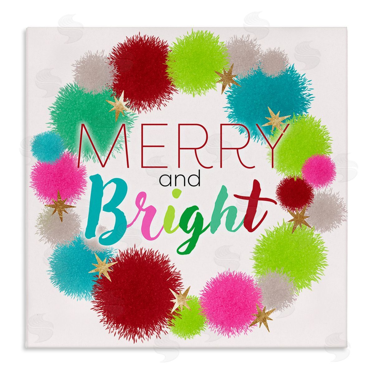 Ziwei Li Merry & Bright Fun Wreath Stretched Canvas Wall Art Print