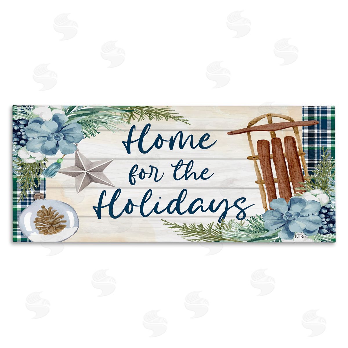 Nicole DeCamp Home For The Holidays Tartan Stretched Canvas Wall Art Print